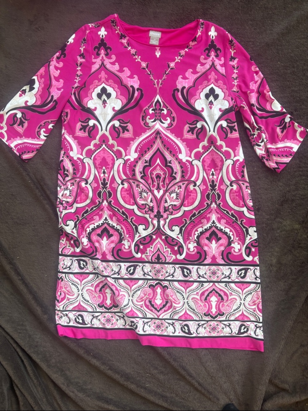 Chico's Pink & White Printed Midi Dress